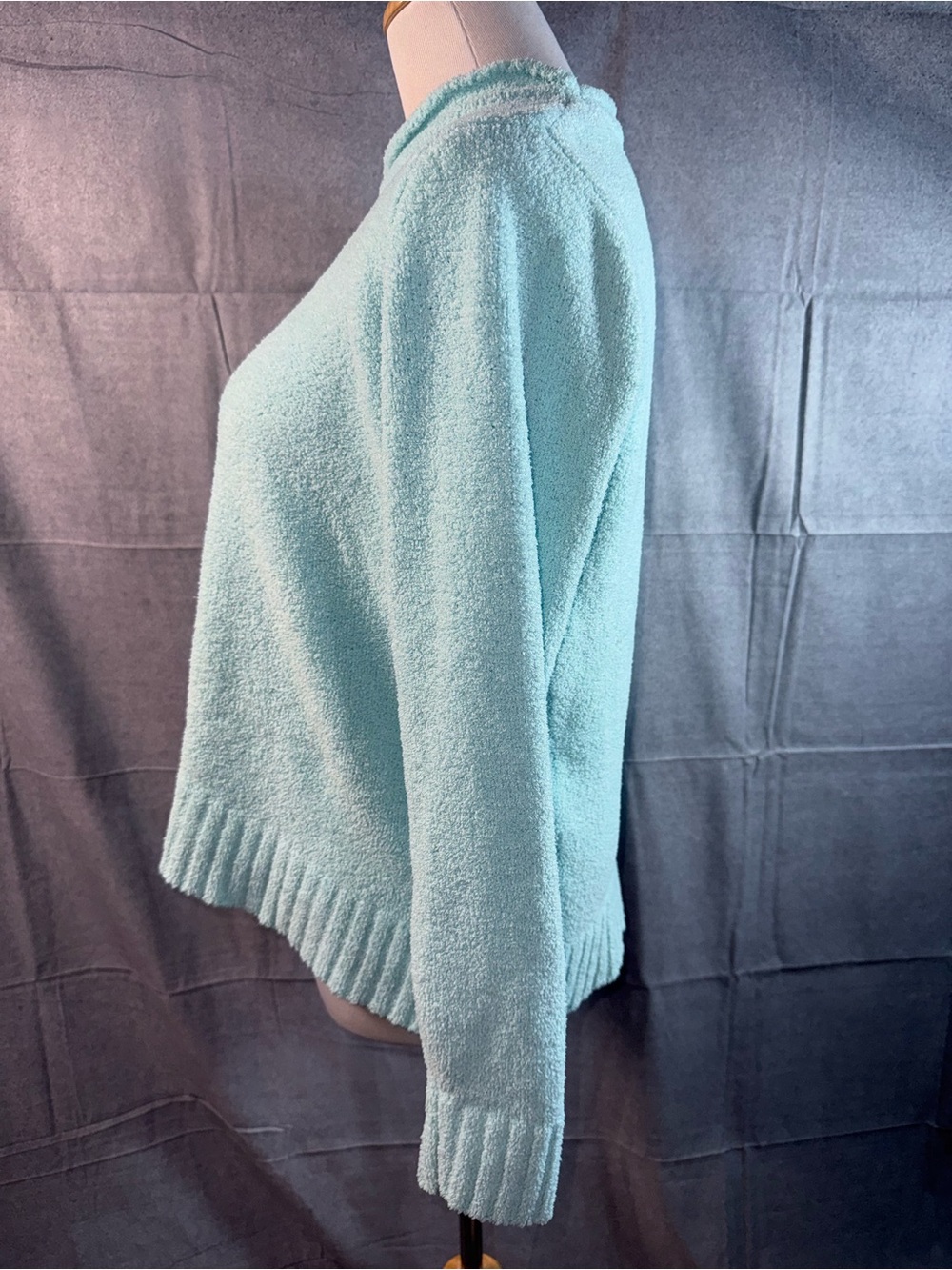 1281-Laura Scott Mint Green Textured Crew Neck Sweater - Picture 2 of 4